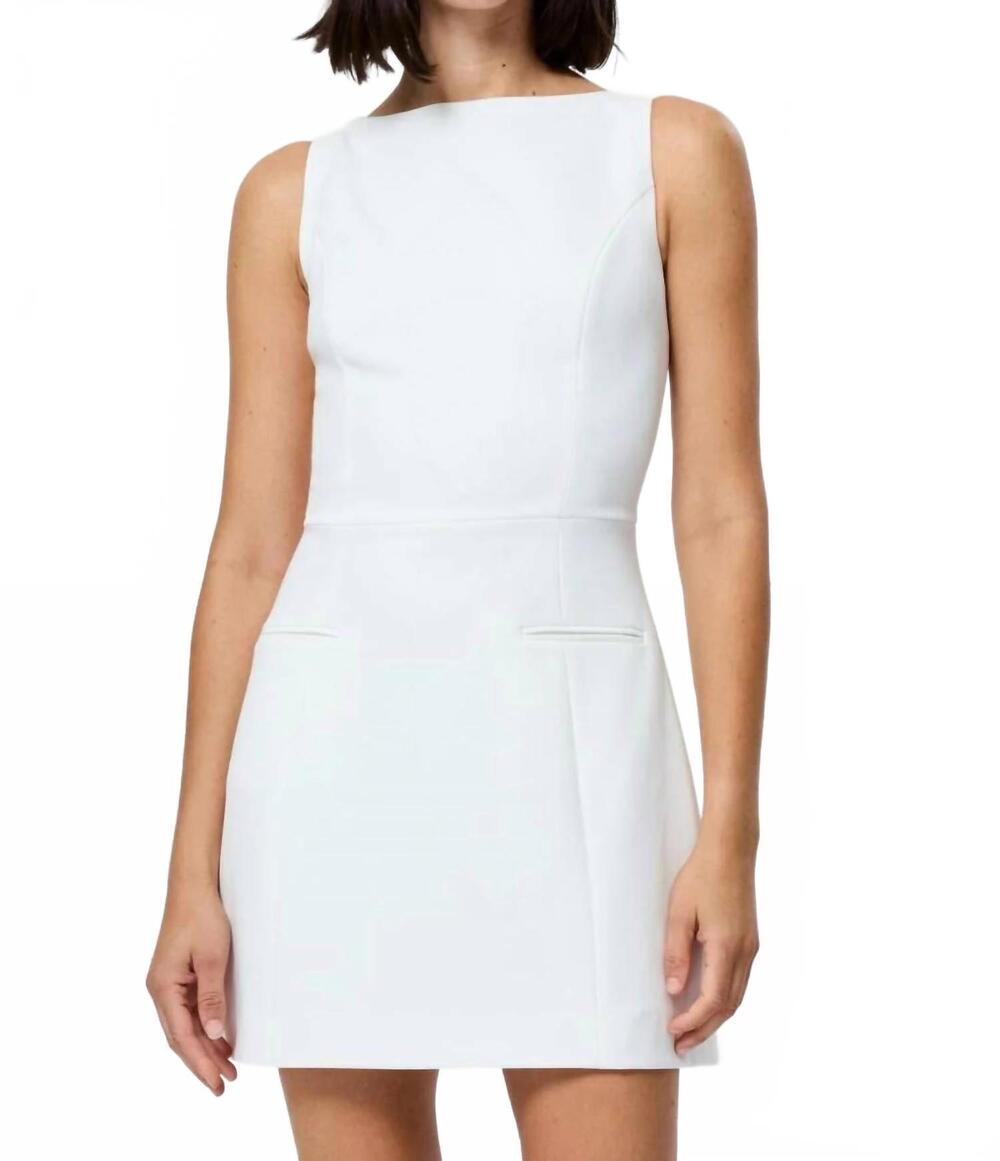 NEW FRENCH CONNECTION whisper boatneck mini dress in summer white